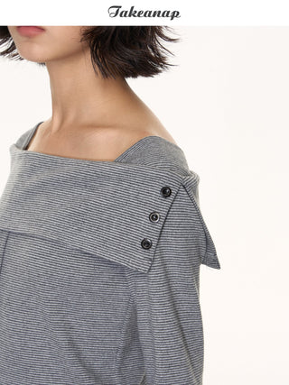 [TAKEANAP] split striped shirt