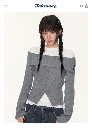 [TAKEANAP] split striped shirt