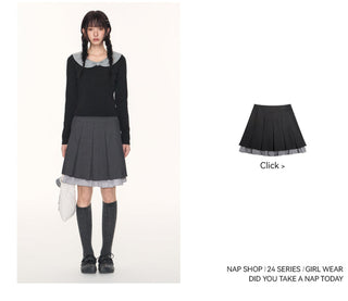 [TAKEANAP] polka dot bow shirt