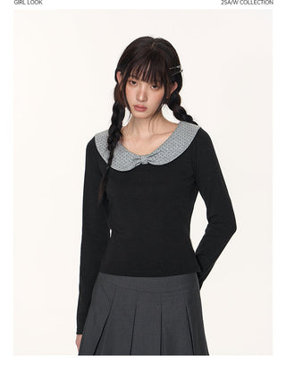 [TAKEANAP] polka dot bow shirt