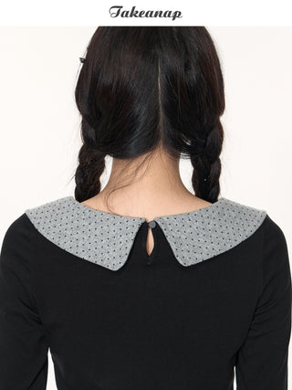 [TAKEANAP] polka dot bow shirt