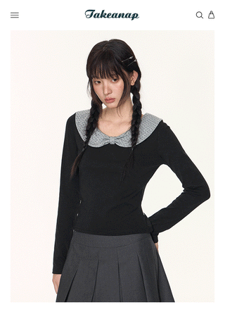 [TAKEANAP] polka dot bow shirt