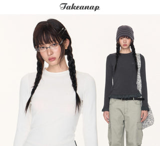 [TAKEANAP] lace patchwork tee