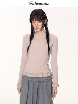 [TAKEANAP] lace patchwork tee