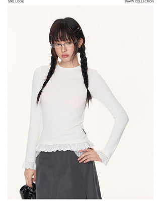 [TAKEANAP] lace patchwork tee