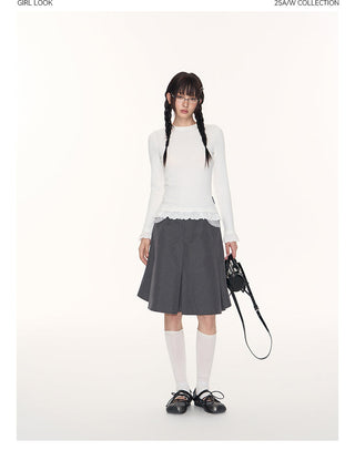 [TAKEANAP] lace patchwork tee