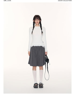 [TAKEANAP] lace patchwork tee