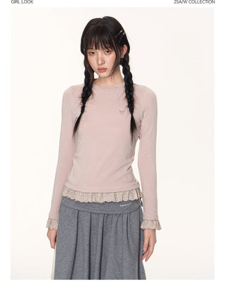 [TAKEANAP] lace patchwork tee