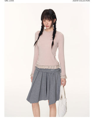 [TAKEANAP] lace patchwork tee