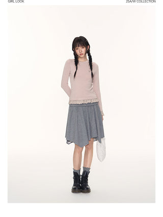 [TAKEANAP] lace patchwork tee