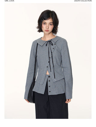 [TAKEANAP] plaid three-piece set