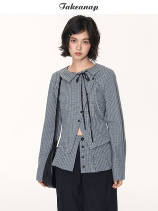 [TAKEANAP] plaid three-piece set
