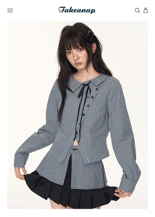 [TAKEANAP] plaid three-piece set