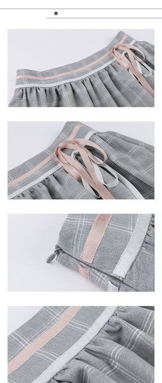 [TAKEANAP] plaid lace-up skirt