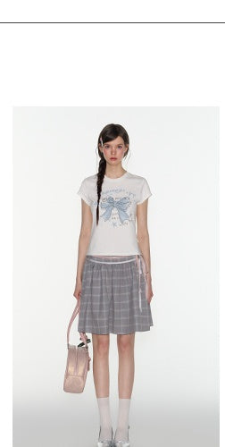 [TAKEANAP] plaid lace-up skirt