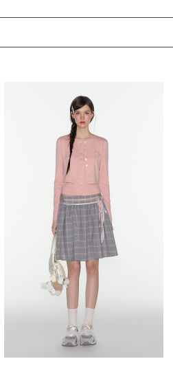 [TAKEANAP] plaid lace-up skirt