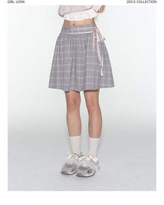 [TAKEANAP] plaid lace-up skirt