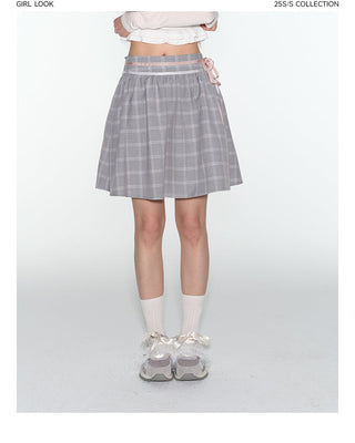 [TAKEANAP] plaid lace-up skirt