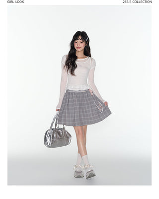 [TAKEANAP] plaid lace-up skirt