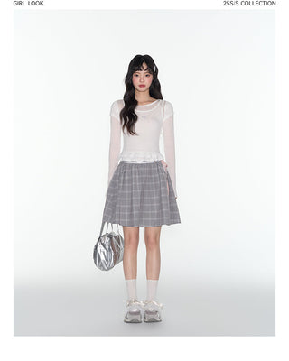 [TAKEANAP] plaid lace-up skirt
