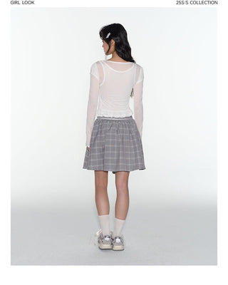 [TAKEANAP] plaid lace-up skirt