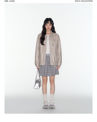 [TAKEANAP] plaid lace-up skirt