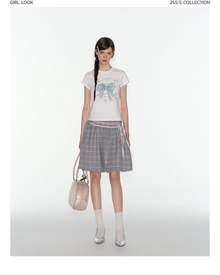 [TAKEANAP] plaid lace-up skirt
