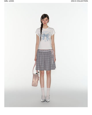 [TAKEANAP] plaid lace-up skirt
