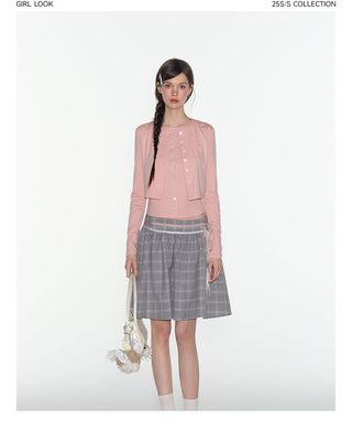 [TAKEANAP] plaid lace-up skirt