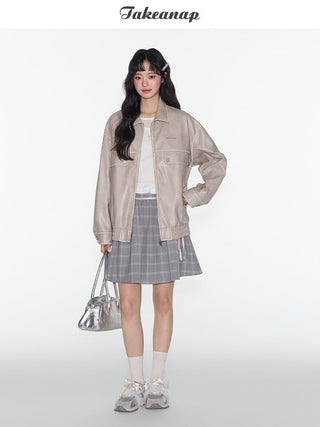 [TAKEANAP] plaid lace-up skirt
