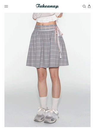 [TAKEANAP] plaid lace-up skirt