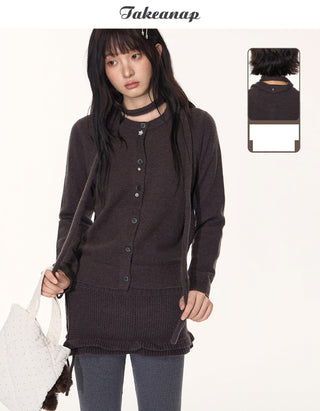 [TAKEANAP] button cardigan set
