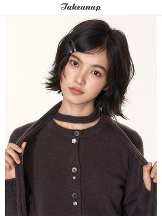[TAKEANAP] button cardigan set