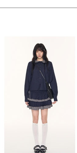 [TAKEANAP] patchwork shirt set