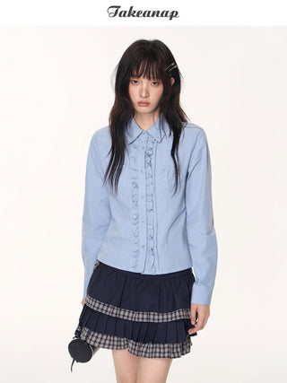[TAKEANAP] patchwork shirt set
