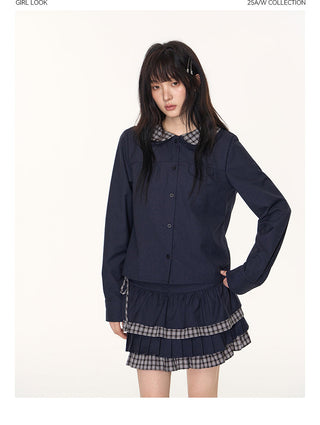 [TAKEANAP] patchwork shirt set