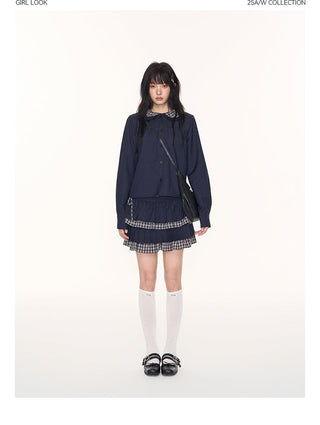 [TAKEANAP] patchwork shirt set