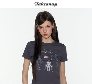 [TAKEANAP] printed retro top