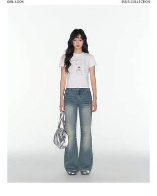 [TAKEANAP] printed retro top