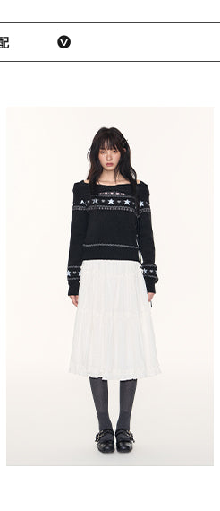 [TAKEANAP] off-shoulder fairisle sweater