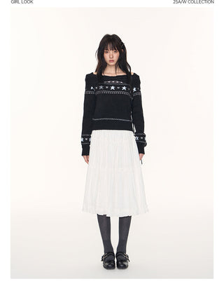 [TAKEANAP] off-shoulder fairisle sweater