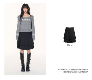 [TAKEANAP] off-shoulder fairisle sweater