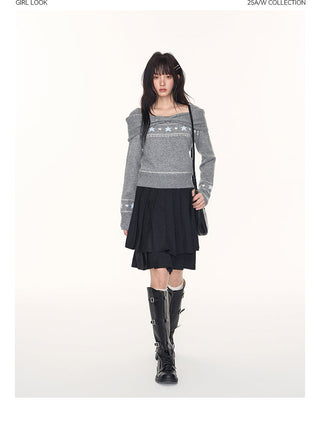 [TAKEANAP] off-shoulder fairisle sweater