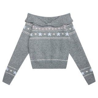 [TAKEANAP] off-shoulder fairisle sweater