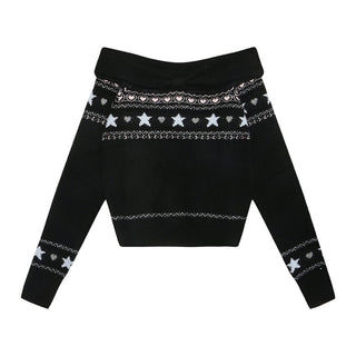 [TAKEANAP] off-shoulder fairisle sweater