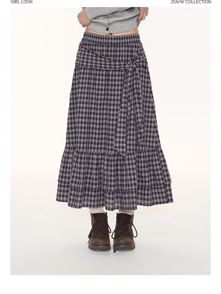 [TAKEANAP] plaid lace skirt