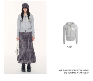 [TAKEANAP] plaid lace skirt