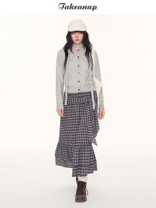 [TAKEANAP] plaid lace skirt