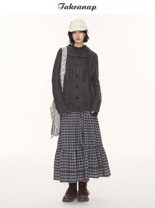 [TAKEANAP] plaid lace skirt