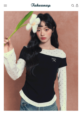 [TAKEANAP] patchwork long-sleeved tee